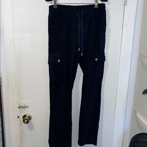 VENTI6 Y2K Skater Straight Leg Bootcut Navy Blue Corduroy Drawstring Pants-S